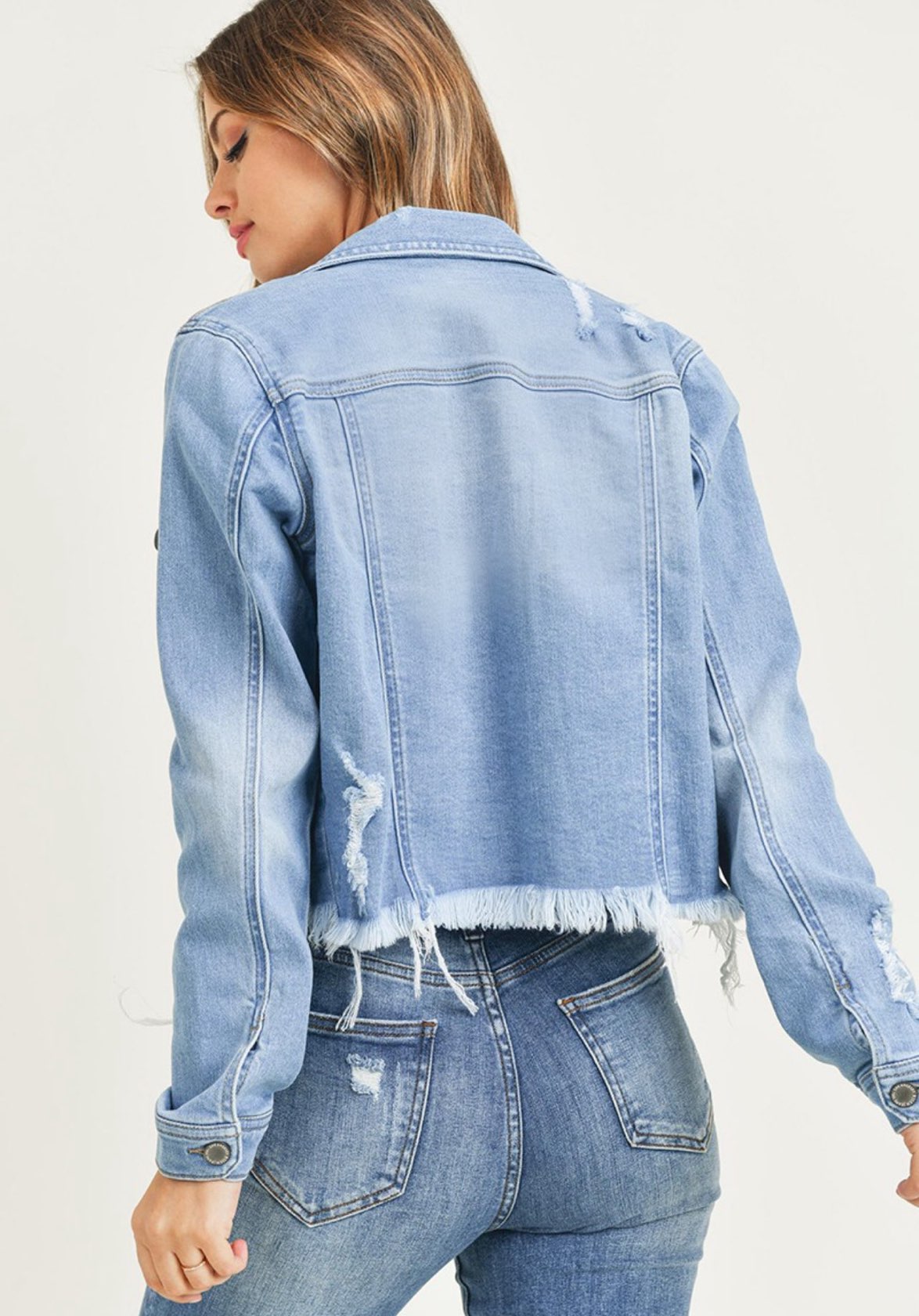 Distressed Cropped Denim Jacket