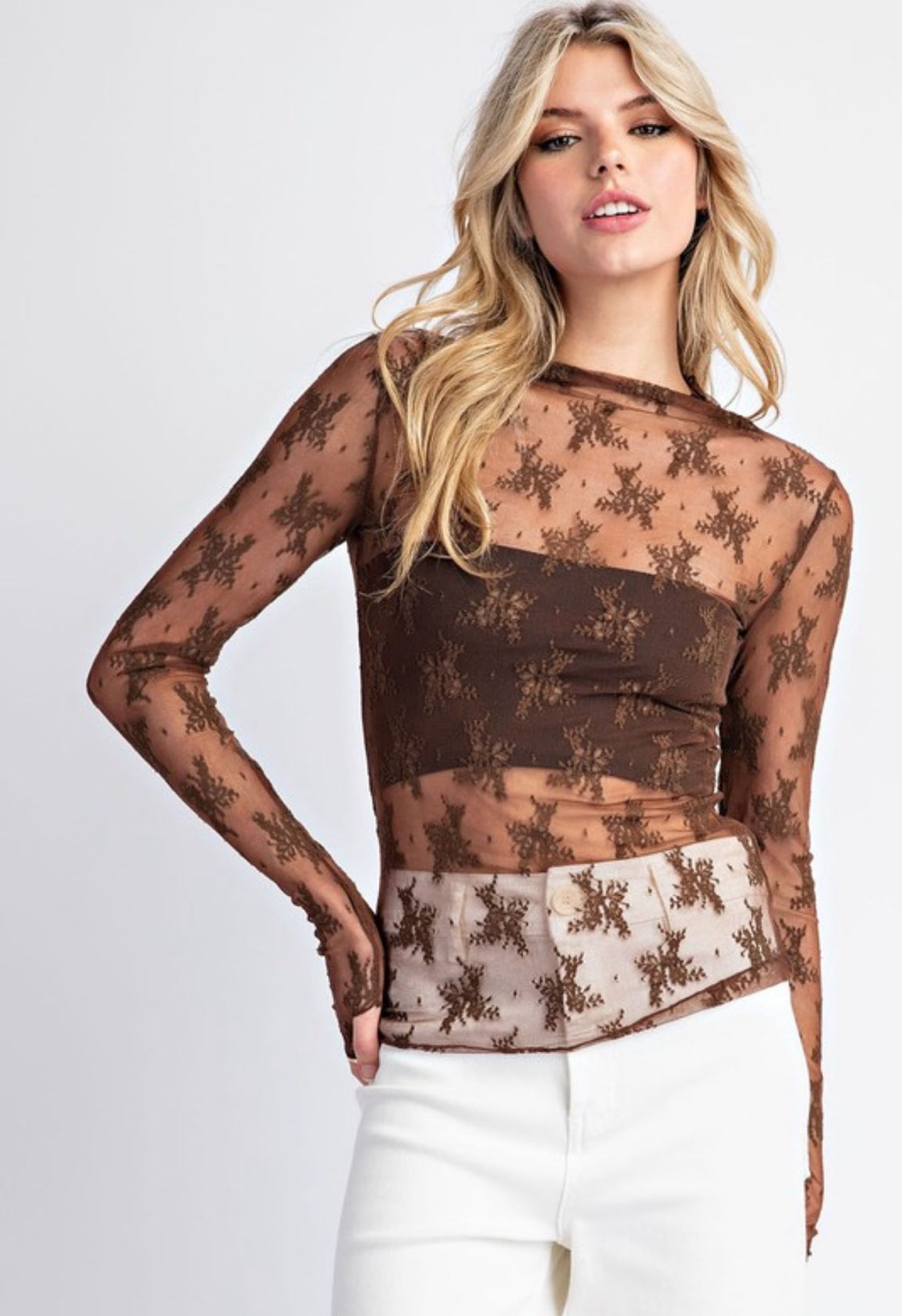 Cropped Long – Sleeve Layered Top
