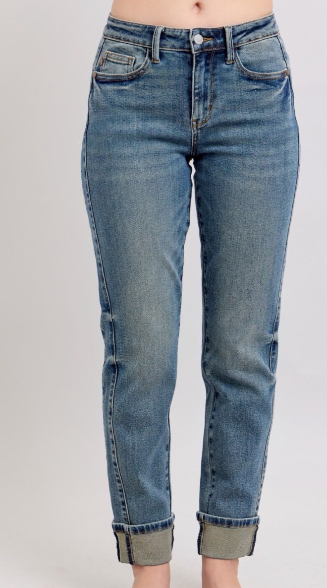 High-rise Straight-leg Rolled Jeans