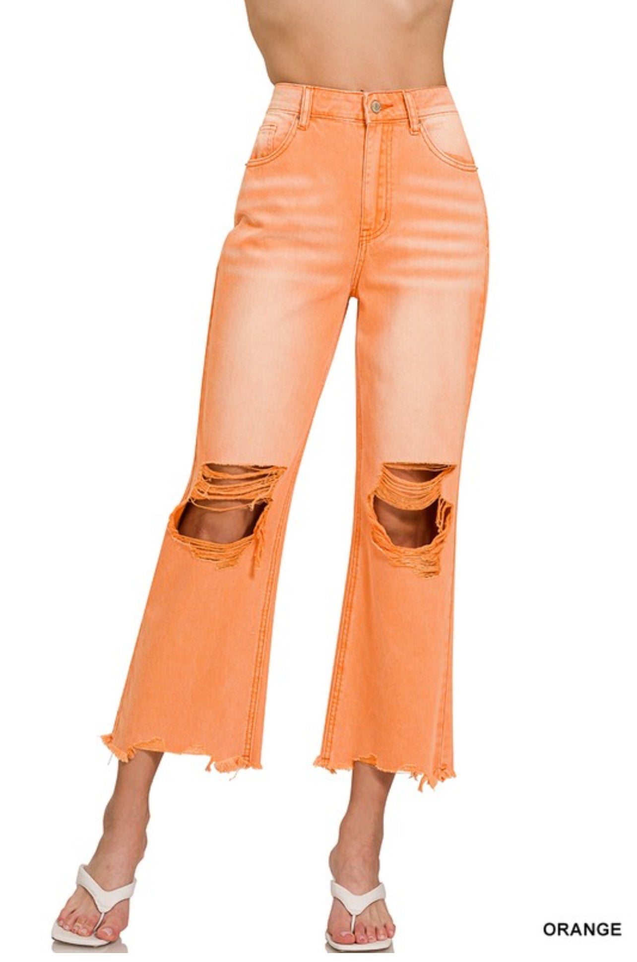 Distressed Cropped Jeans
