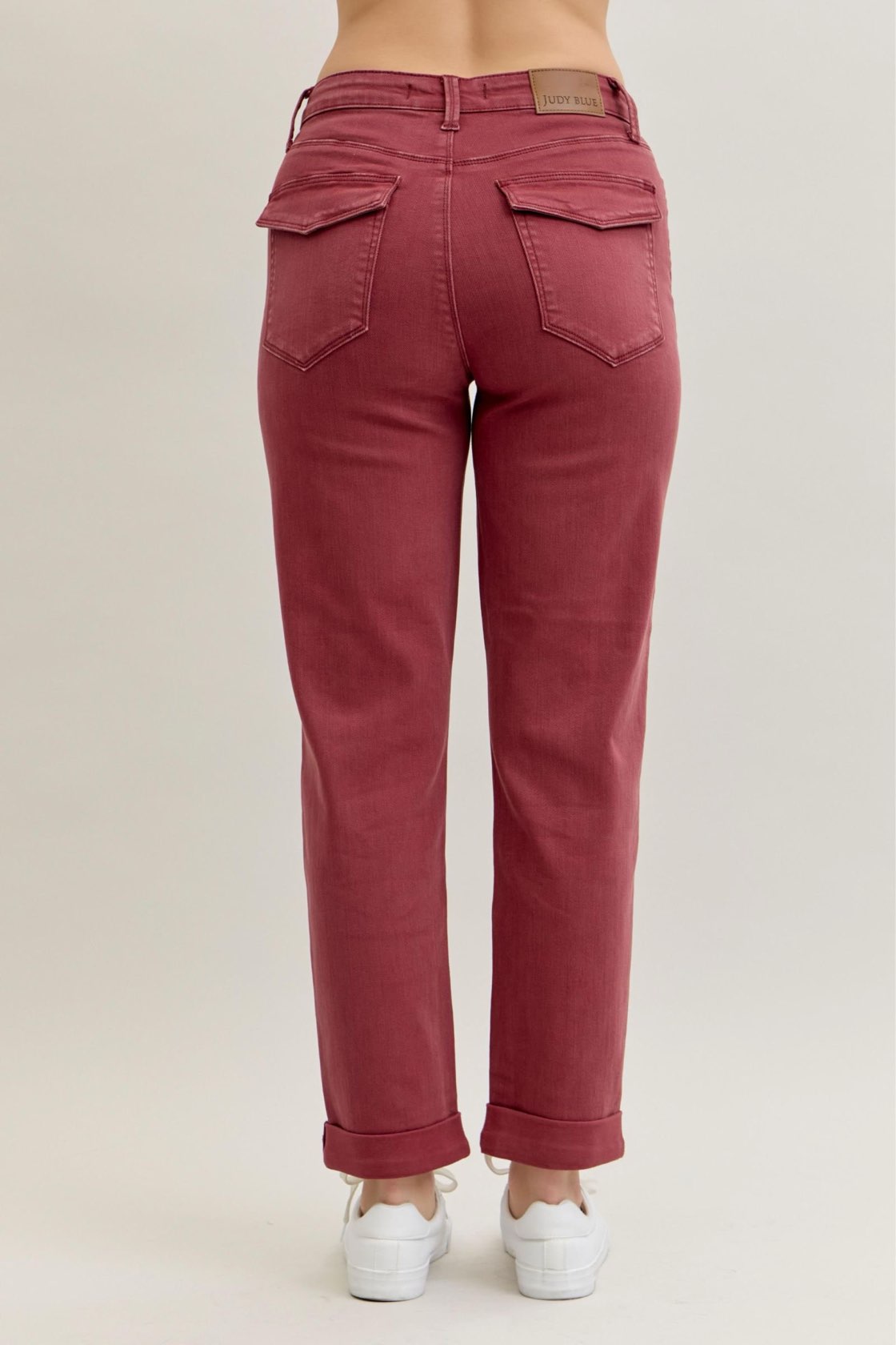 High-rise cuffed straight pants