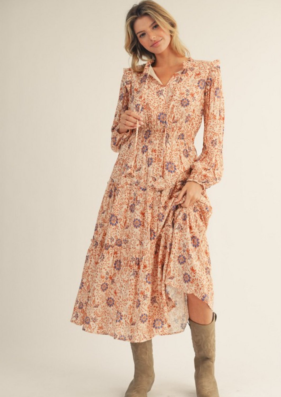 Puffed Sleeve Tiered Dress