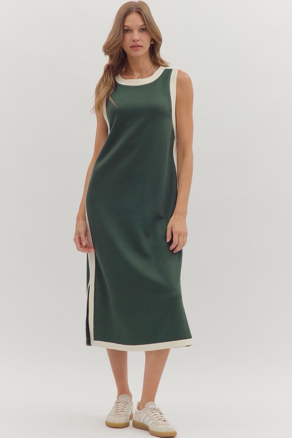 Sleeveless Side – Paneled Midi