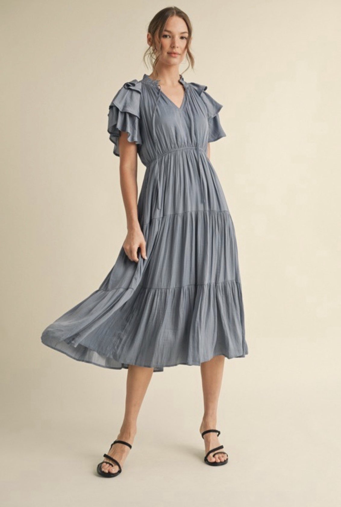 Ruffled Tiered Midi Dress