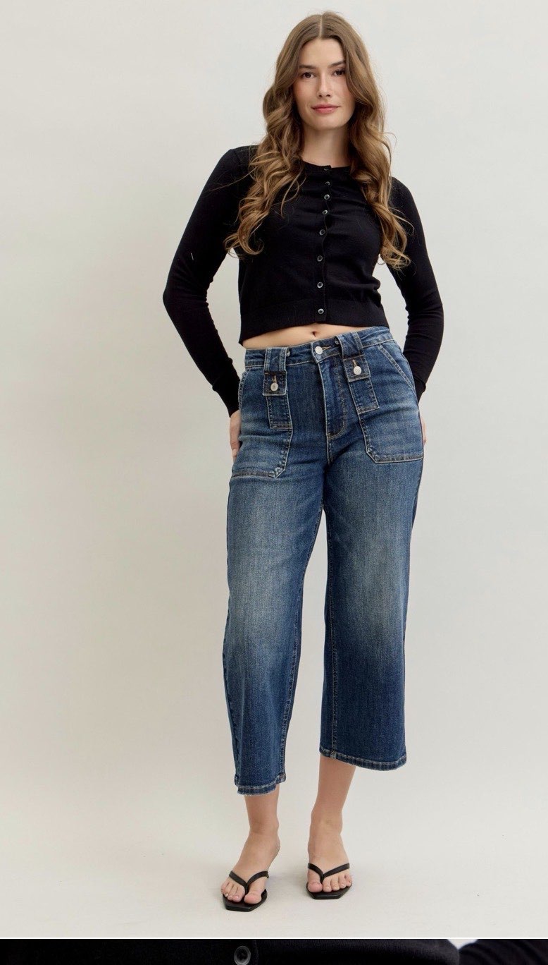 High-waisted cropped wide-leg jeans