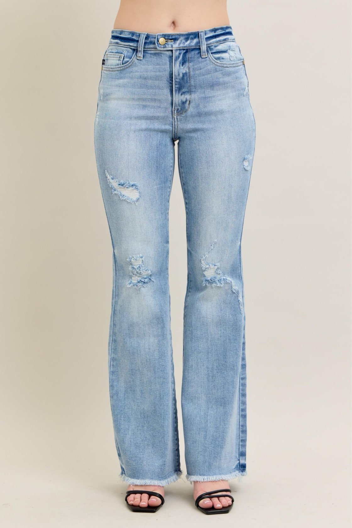 High-waisted flared jeans