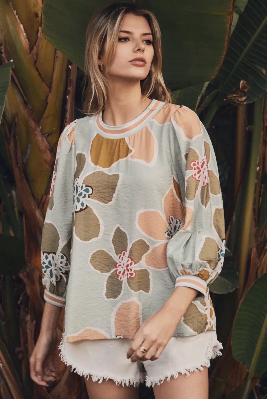 Floral 3/4 Sleeve Blouse