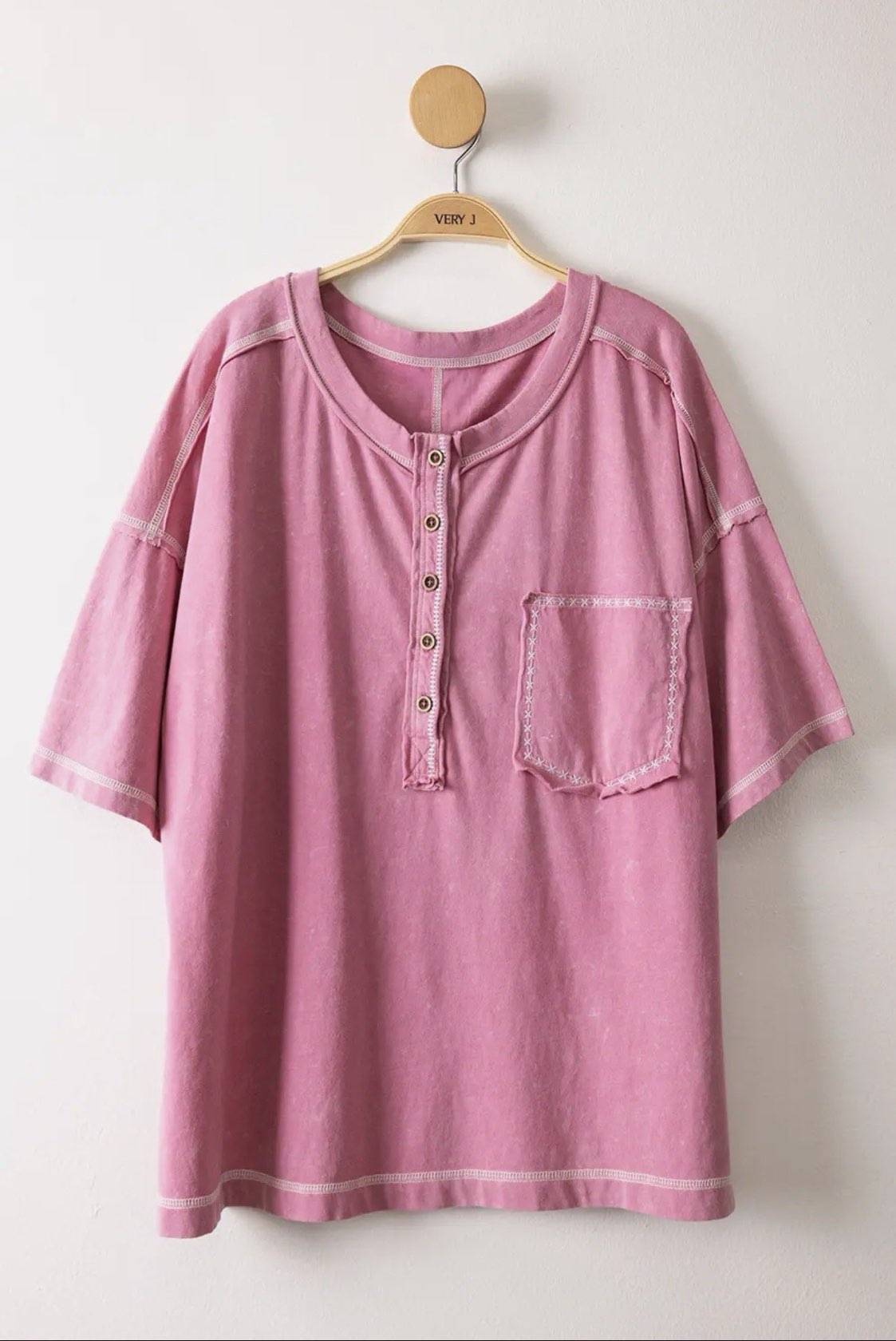 Oversized Henley with Pocket
